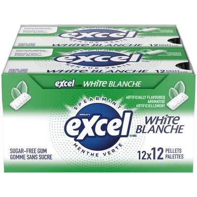 Wrigley’s Wht, M. verte, gomme sans sucre, blanch. Dents 12 ea, 1,25 $/1ch