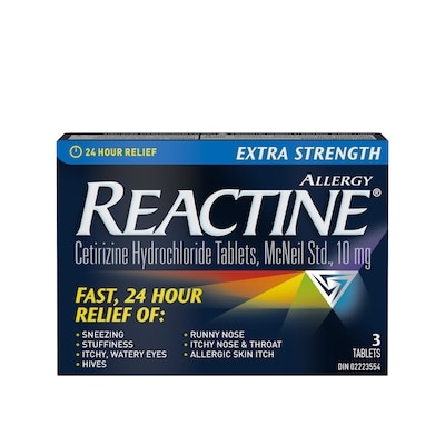 Reactine Tablets Extra Strength 10 mg  - Trial & Travel Size 3 ea, $2.67/1ea