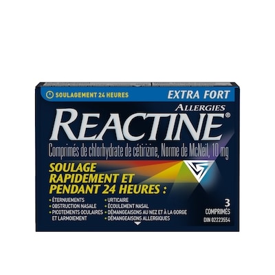 Réactine Comprimés Extra fort à 10 mg - format d’essai et de voyage 3 ea, 2,67 $/1ch