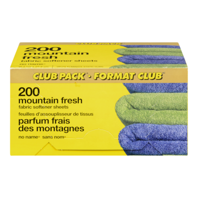 No Name Mountain Fresh Dryer Sheets Club Size 200 ea, $0.05/1ea