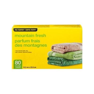 No Name Mountain Fresh Dryer Sheets 80 ea, $0.06/1ea