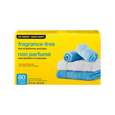 Sans Nom Feuilles pour la sécheuse, non parfumé 80 ea, 0,06 $/1ch