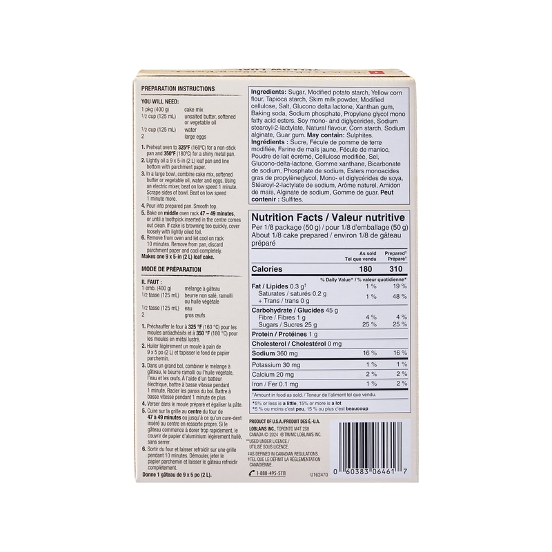 Yellow Loaf Cake Mix