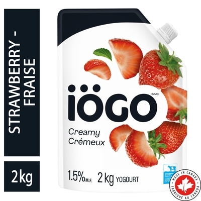 IOGO Strawberry Yogurt Pouch 1.5% 2 kg, $5.50/1ea