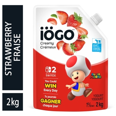 IOGO Strawberry Yogurt Pouch 1% 2 kg, $6.75/1ea