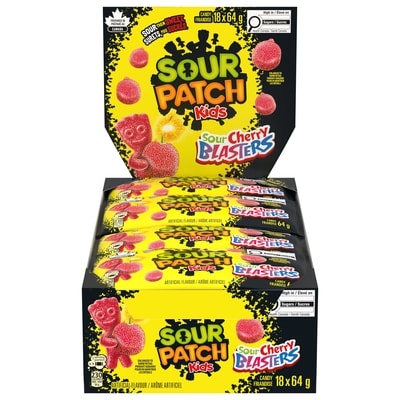 Maynards Sour Patch Kids Sour Cherry Blasters Candy, sour then sweet (Pack of 18) 18x64.0 g, $1.87/100g