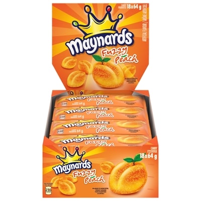 Maynards Fuzzy Peach Candy, Gummy Candy, soft and chewy peach-flavoured candy (Pack of 18) 18x64.0 g, $1.95/100g