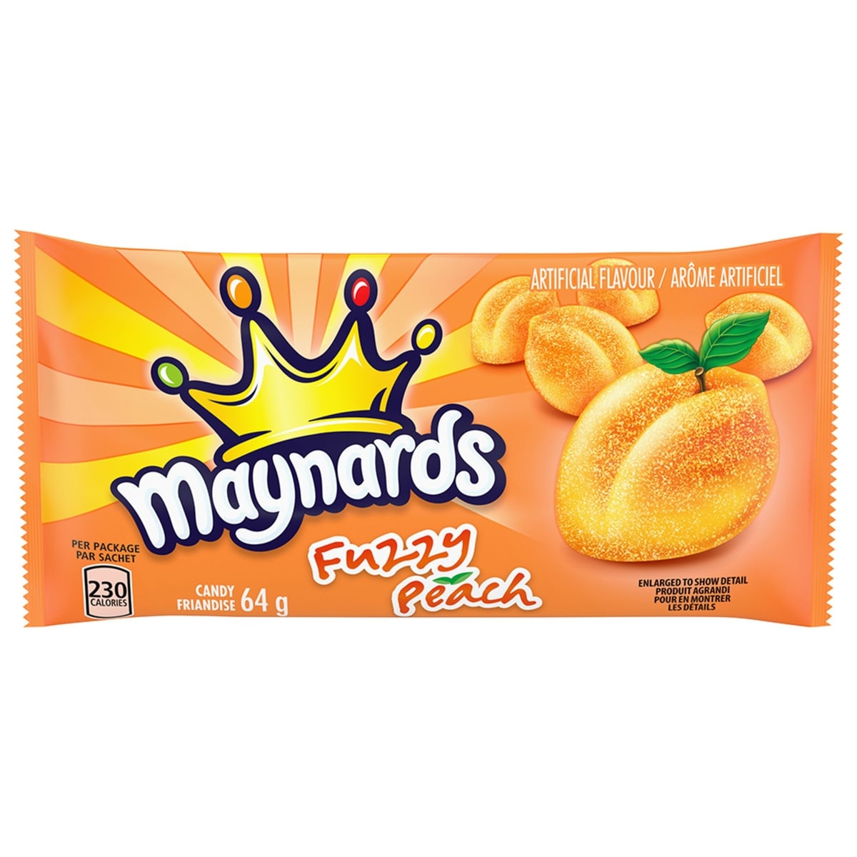 Maynards Fuzzy Peach Candy, Gummy Candy, soft and chewy peach-flavoured candy 64 g, $3.11/100g