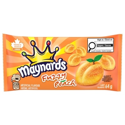 Maynards Fuzzy Peach Candy, Gummy Candy, soft and chewy peach-flavoured candy 64 g, $3.11/100g