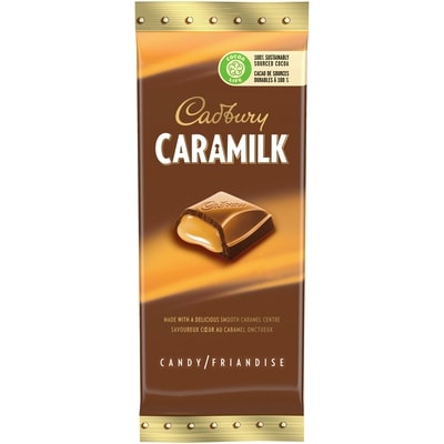 Cadbury Caramilk, friandise à saveur de chocolat, caramel, cacao de sources durables à 100 % (Paquet de 19) 19x100.0 g, 3,16 $/100g