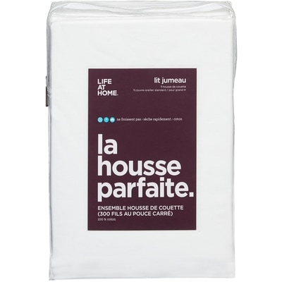 Life at Home Ensemble housse de couette, 300 fils par pouce carré, lit jumeau, blanc 1 ea, 29,94 $/1ch