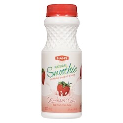Hans Boisson frappée au yogourt lassi à la fraise 200 ml, 0,75 $/100ml