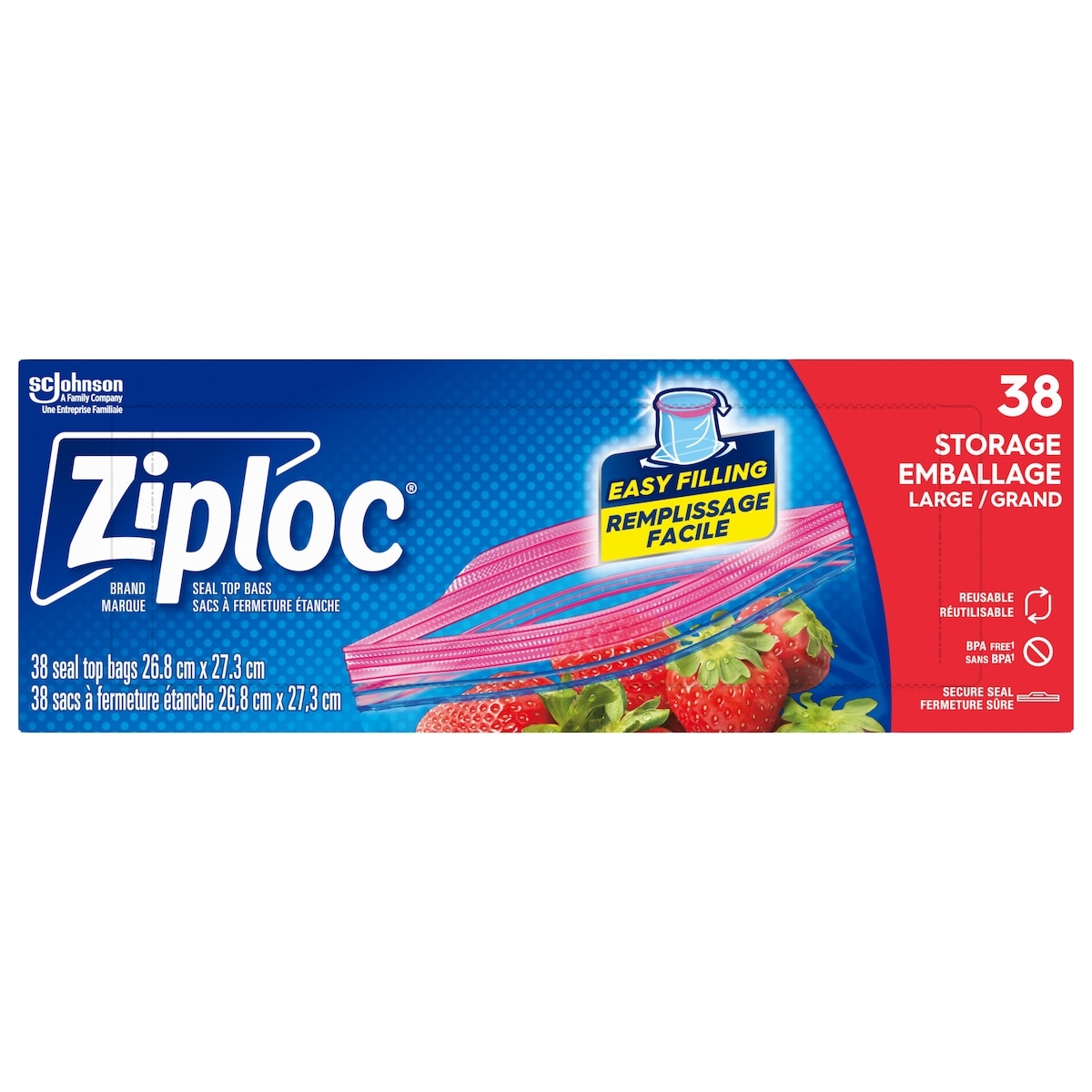 Ziploc Sacs d'emballage grand format emballage de 38 38 ea, 0,22 $/1ch