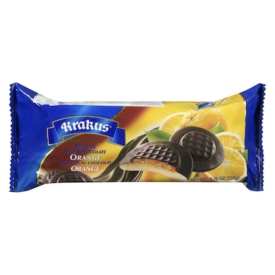 Krakus Biscuit with Chocolate, Orange 135 g, $1.84/100g