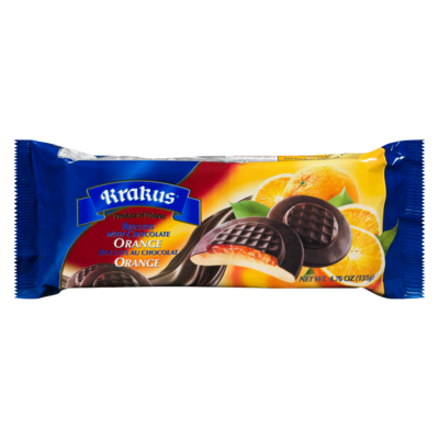 Krakus Biscuit with Chocolate, Orange 135 g, $1.99/100g