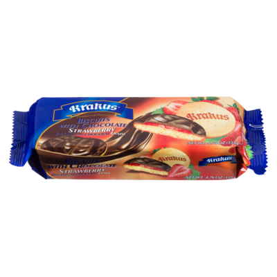 Krakus Biscuit with Chocolate, Strawberry 135 g, $1.99/100g