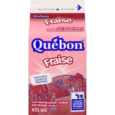 QUÉBON Lait aux fraises 1% (473 mL) 473 ml, 0,50 $/100ml