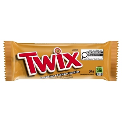 Twix Caramel Cookie Chocolate Candy Bar, Full Size Bar 50 g, $2.50/100g