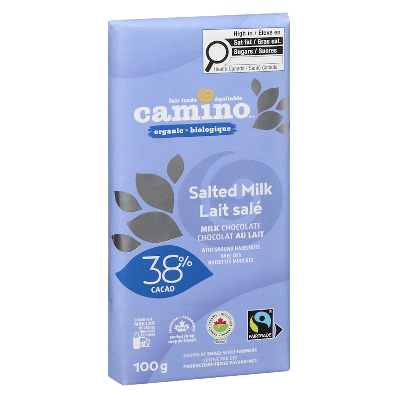 Organic Milk Chocolate Bar, Sea Salt 38%