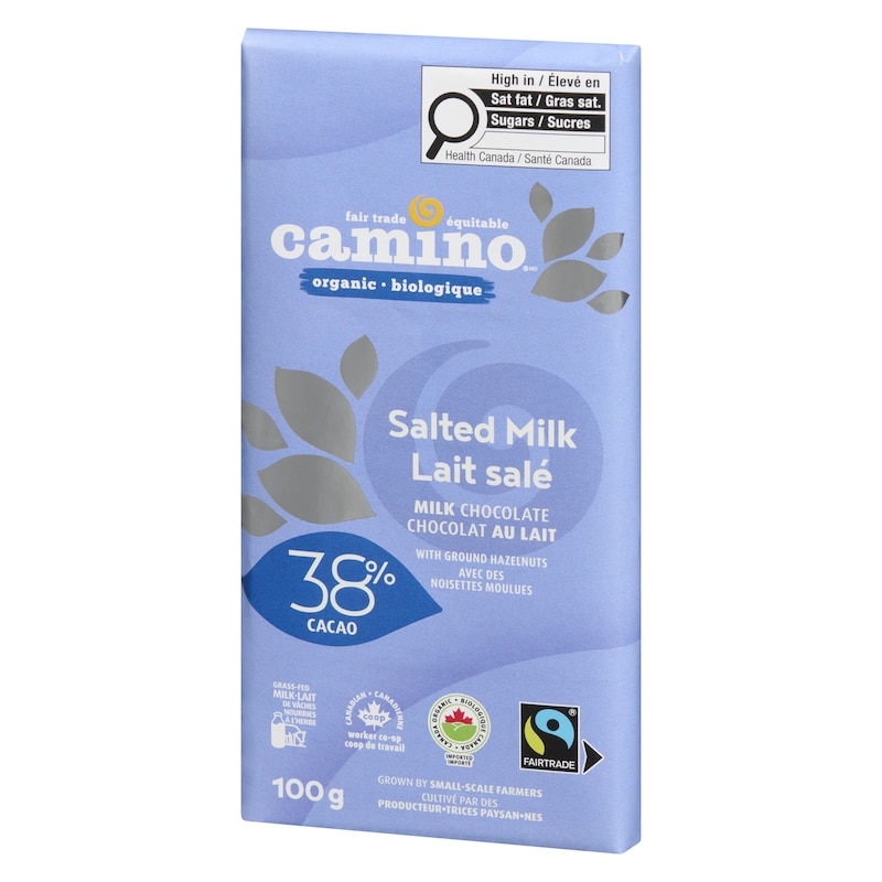 Organic Milk Chocolate Bar, Sea Salt 38%