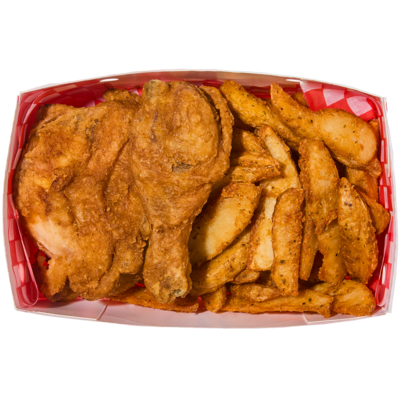 2 Pieces of Fried Chicken & Potato Wedges (After 11am)
