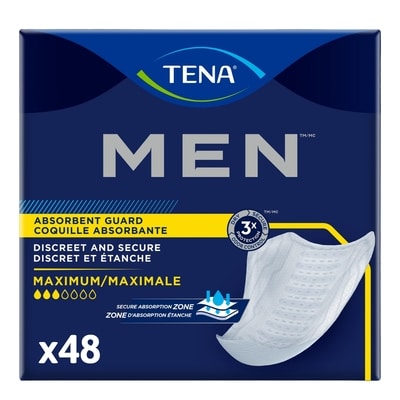 TENA Men Coquilles absorbantes contre l’incontinence pour hommes, absorption de nuit, 48 unites 48 ea, 0,42 $/1ch