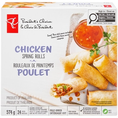 le Choix du Président Rouleaux de printemps au poulet 574 g, 1,74 $/100g