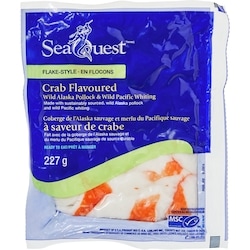 SeaQuest Goberge de l’Alaska sauvage et merlu du Pacifique sauvage à saveur de crabe en flocons 227 g, 1,54 $/100g