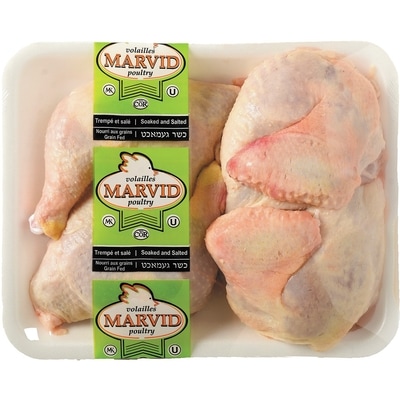 Volaille Marvid Morceaux de poulet surgelé, 4 morceaux, en barquette casher 13,21 $/1kg 5,99 $/1lb