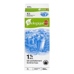 PC Biologique Lait Partiellement Écrémé 1 % 2 l, 0,37 $/100ml