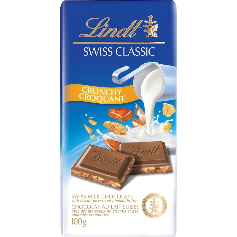Lindt SWISS CLASSIC Crunchy Milk Chocolate Bar - 100 g | Real