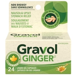Gravol Ginger Capsules de gel liquide 24 ea, 0,50 $/1ch
