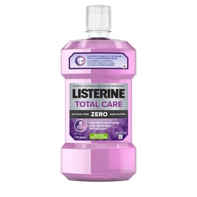 Listerine Rince-bouche antiseptique Total Care Zero, Menthe légère, Sans alcool 1 l, 0,95 $/100ml