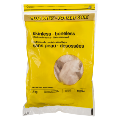 No Name Club Pack Chicken Breasts, Boneless Skinless 2 kg, $2.05/100g