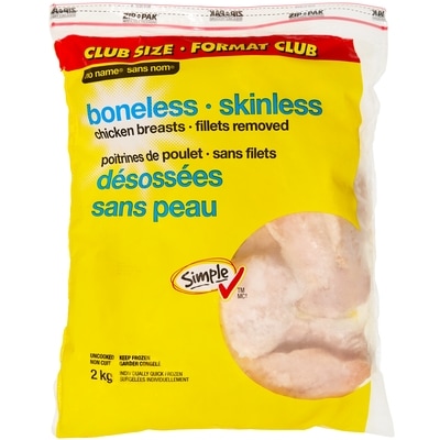 No Name Club Pack Chicken Breasts, Boneless Skinless 2 kg, $2.00/100g
