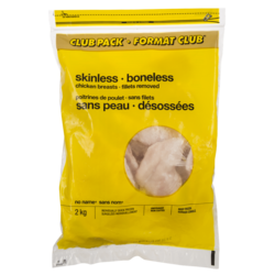 Sans Nom Poitrines de poulet désossées et sans peau 2 kg, 2,15 $/100g