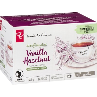 Decaffeinated Hazelnut Vanilla Naturally Flavoured Single Serve K-cup Coffee Pods