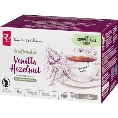 Decaffeinated Hazelnut Vanilla Naturally Flavoured Single Serve K-cup Coffee Pods