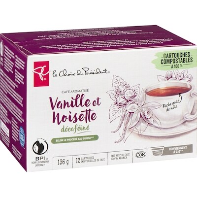 Cartouches individuelles de café à arôme naturel Vanille et noisette décaféiné