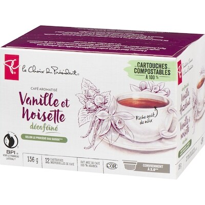 Cartouches individuelles de café à arôme naturel Vanille et noisette décaféiné