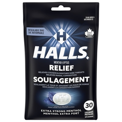 Halls Throat Lozenges, Sore Throat Relief Mentho-Lyptus Extra Strong 30 Count Bag 30 ea, $0.13/1ea
