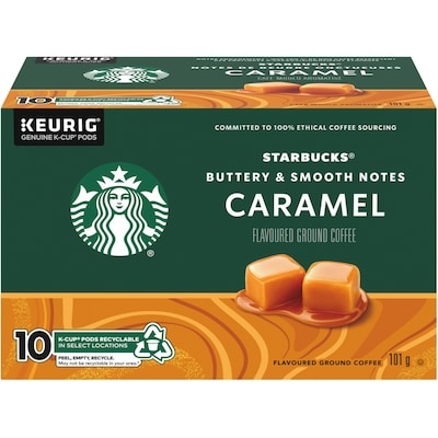 Starbucks Caramel Flavoured Ground Coffee K-Cup Pods Box 10 ea, $1.43/1ea