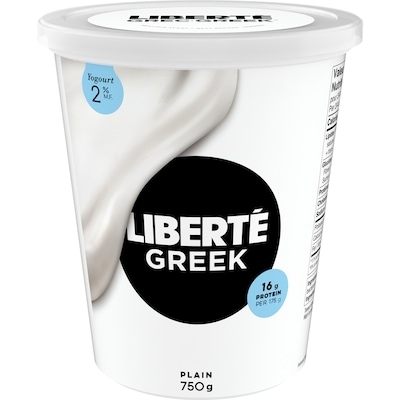 Liberte Greek 2% Yogurt, Plain, High Protein 750 g, $1.00/100g
