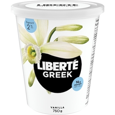 Liberte Greek 2% Yogurt, Vanilla, High Protein 750 g, $1.07/100g