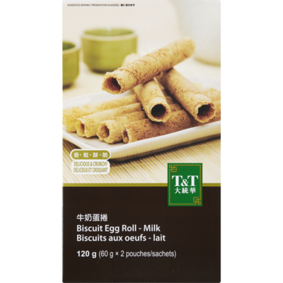 T&T Milk Biscuit Egg Roll 120 g, $3.74/100g