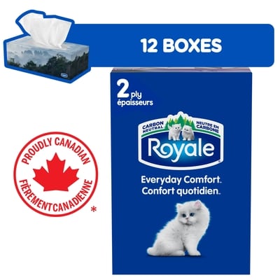 Royale Original 2 Ply Facial Tissue, 12 Tissue Boxes, 100 Tissues per box 1 ea, $0.18/1ea