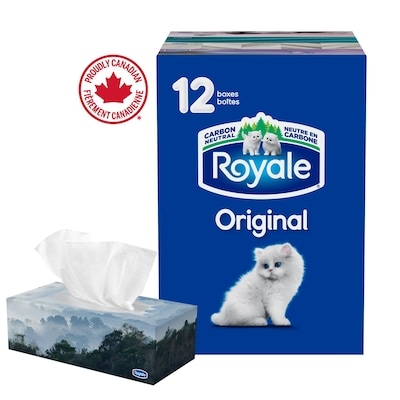 Royale Original 2 Ply Facial Tissue, 12 Tissue Boxes, 100 Tissues per box 1 ea, $0.16/1ea
