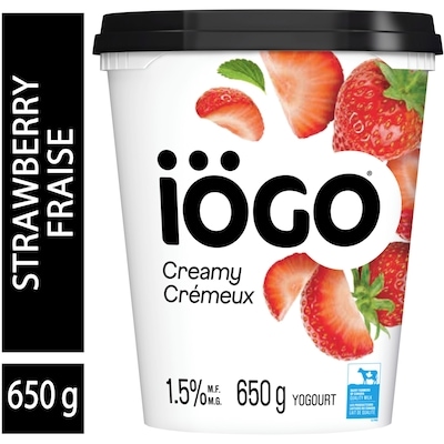 IOGO Strawberry Yogurt Tub 1.5% 650 g, $0.77/100g