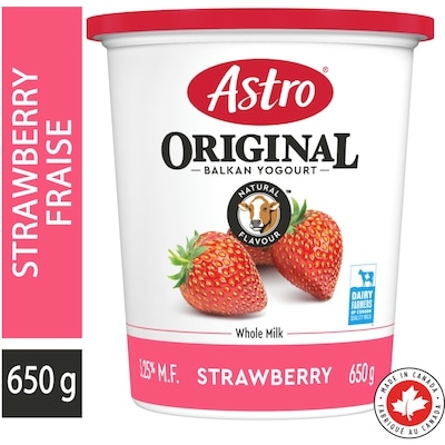 Astro Yogourt Fraise Original De Type Balkan 325 % 650 g, 0,62 $/100g