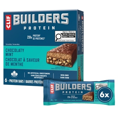 Clif BUILDERS barres protéinées saveur de chocolat à la menthe 20 g de protéines par barre (emballage de 6) 410 g, 3,90 $/100g